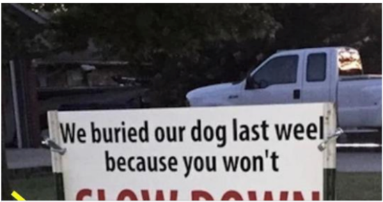 After Dog Gets Hit By Car, Brutal Sign Has Entire Neighborhood Talking