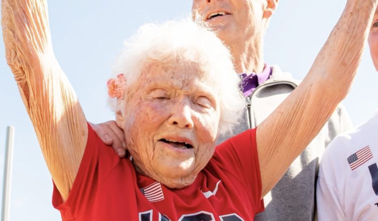 At the US Senior Games, a 105-year-old great-grandmother breaks the world record for the fastest 100-meter run.