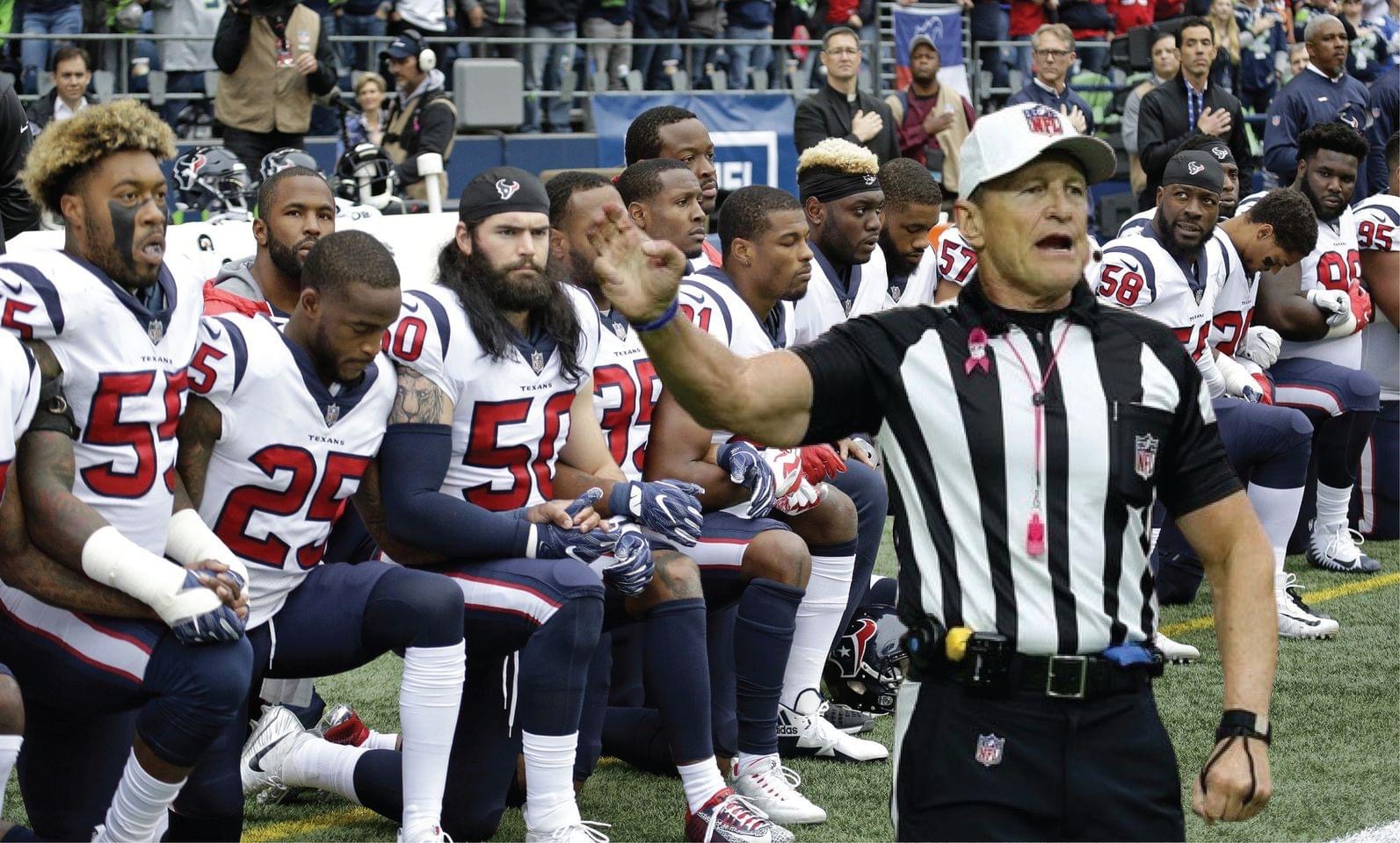 “NFL Referees Make Controversial Call: 10 Players Disqualified for Anthem Kneeling!”