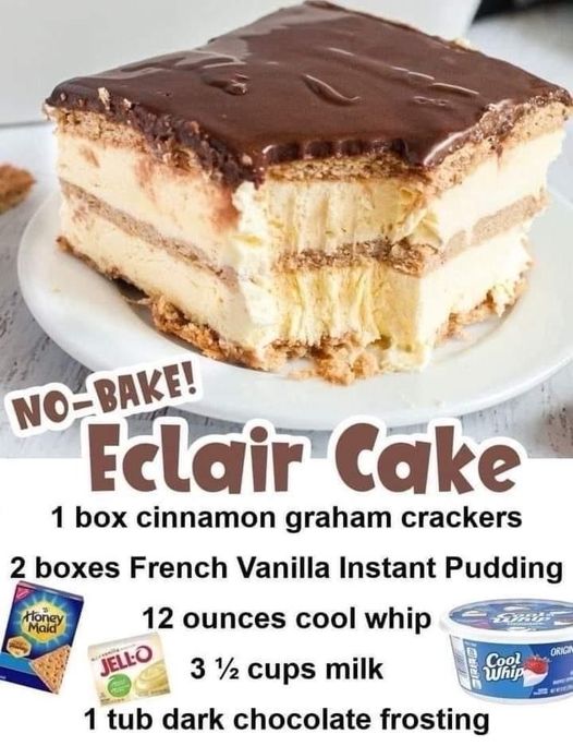 No bake Chocolate Eclair Cake Full Recipe