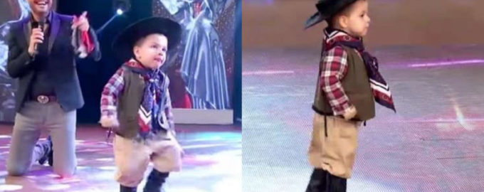 The two-year-old child came on stage and surprised everyone with his performance