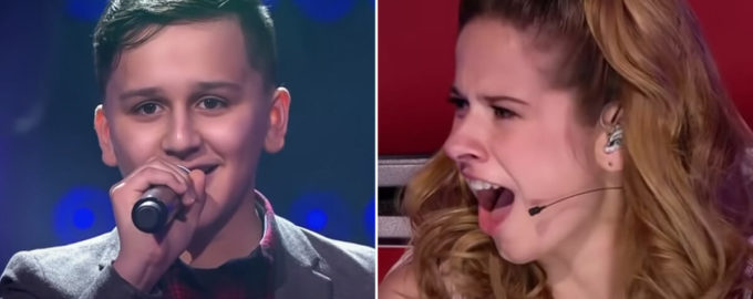 A 13-year-old boy tried to sing like Celine Dion in less than a minute as the judges jumped up from their seats
