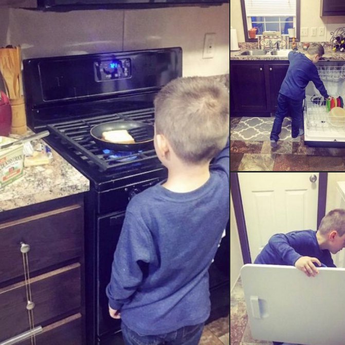 People laugh and criticize mom after she reveals how she makes 7-year-old clean and teaches him how to cook