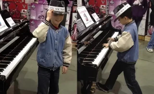 9-Yr-Old Steps Up to Store Piano, Seconds Later Everyone is Filming