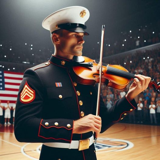 Master Gunnery Sergeant Peter Wilson Wows Crowd with National Anthem Violin Performance