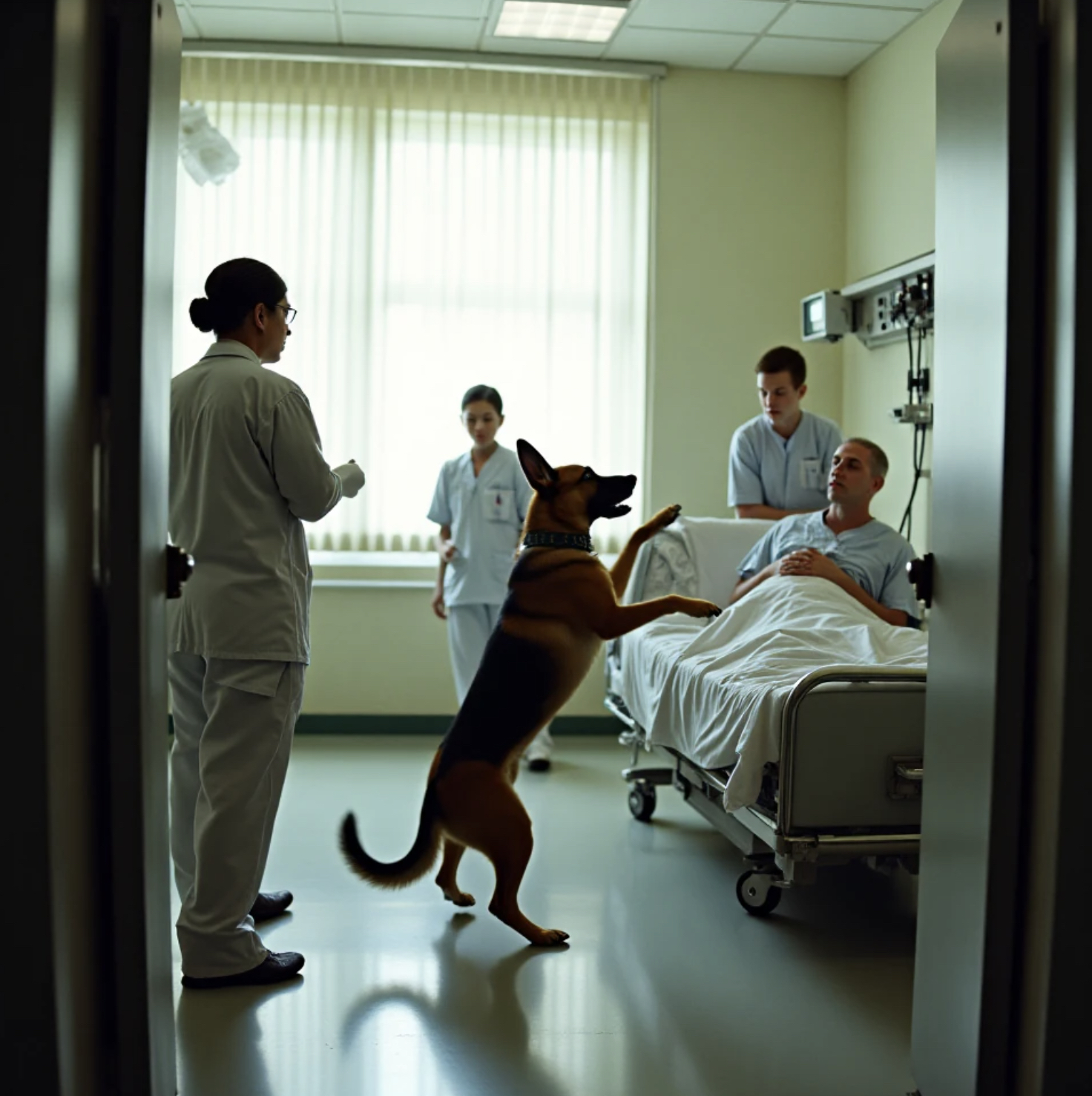 The doctors brought the dog to say goodbye to his owner, but then the smart